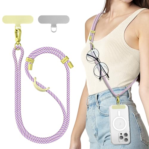 SURPHY Verstellbar Handykette Universal zum Umhängen, Stabil Trageband Handyband für Outdoor, Reise, Phone Lanyard mit Robuste Haken Kompatibel mit alle Smartphones Airpods