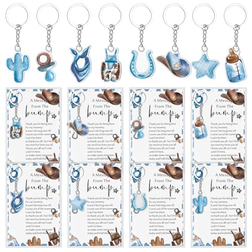 Landical 50 Sets Cowboy Baby Shower Party Favors Keychains Thank You Cards