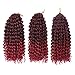 Passion Twist Hair - 8 Inch 9 Small Bundles Afro Curly Crochet Braiding Hair for Black Women, Ombre Curly Crochet Braids Hair Synthetic Water Wave Braiding Hair Extensions (9 Bundles, 1B/BUG)