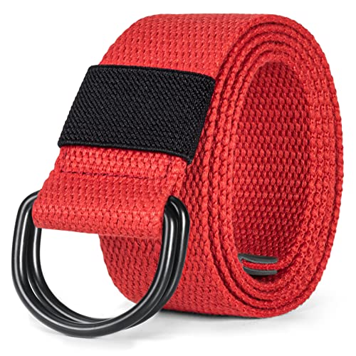 Image of maikun Mens Womens Canvas Belt, D-ring Buckle Cloth Fabric Belt for Men | 1 1 /2 Inch Wide Casual Belt for Jeans Pants Football