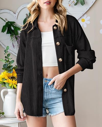 Image of PRETTYGARDEN Women's Textured Oversized Button Down Shirts
