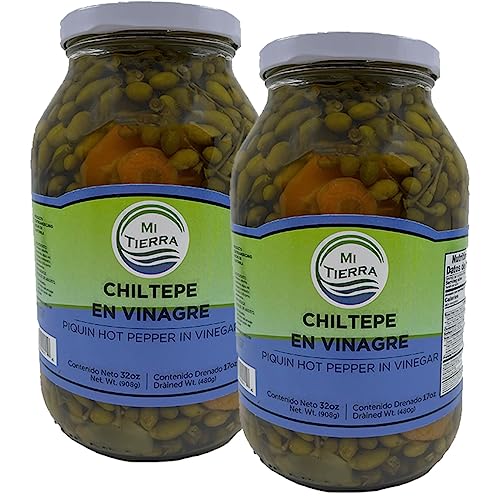 MI TIERRA - Chiltepe in Vinegar 32oz - Chiltepe en Vinegar - Pack of 2