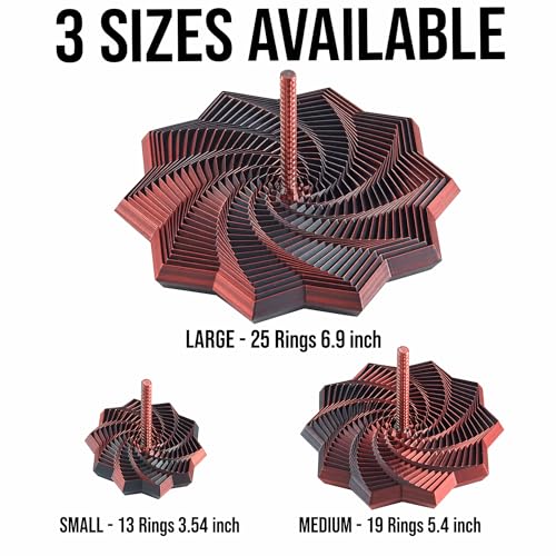 Image of 3D Printed Expanded Sensory Star with Handle, Custom Dual /Tri /Quad-Color Printing,Dual Motion Hypnotic Spiral for ADHD Focus & Stress Relief,Office Desktop Fidget Toy (Black-Red, L-25 Rings)