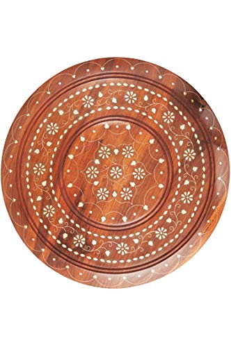 Marokkanischer Tisch Beistelltisch aus Holz Caglanur Braun ø 38cm groß rund | Orientalischer runder Hocker Blumenhocker… – Bild 4
