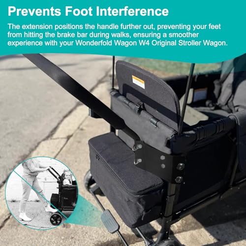 Image of Baby Stroller Accessory - Ergonomic Handlebar Extension Compatible with Original W4 Stroller Wagon, Enhances Comfort, Maneuverability & Storage, Prevents Foot Interference, Secure & Easy Installation