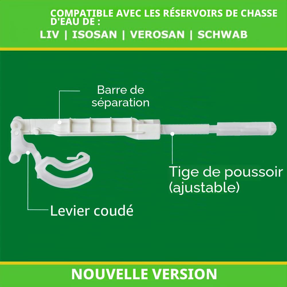 LIV Kit de pièces de rechange : tige de poussée, barre de séparation et levier d'angle pour réservoir Isosan N°1 + N°2, réservoir Verosan et Schwab