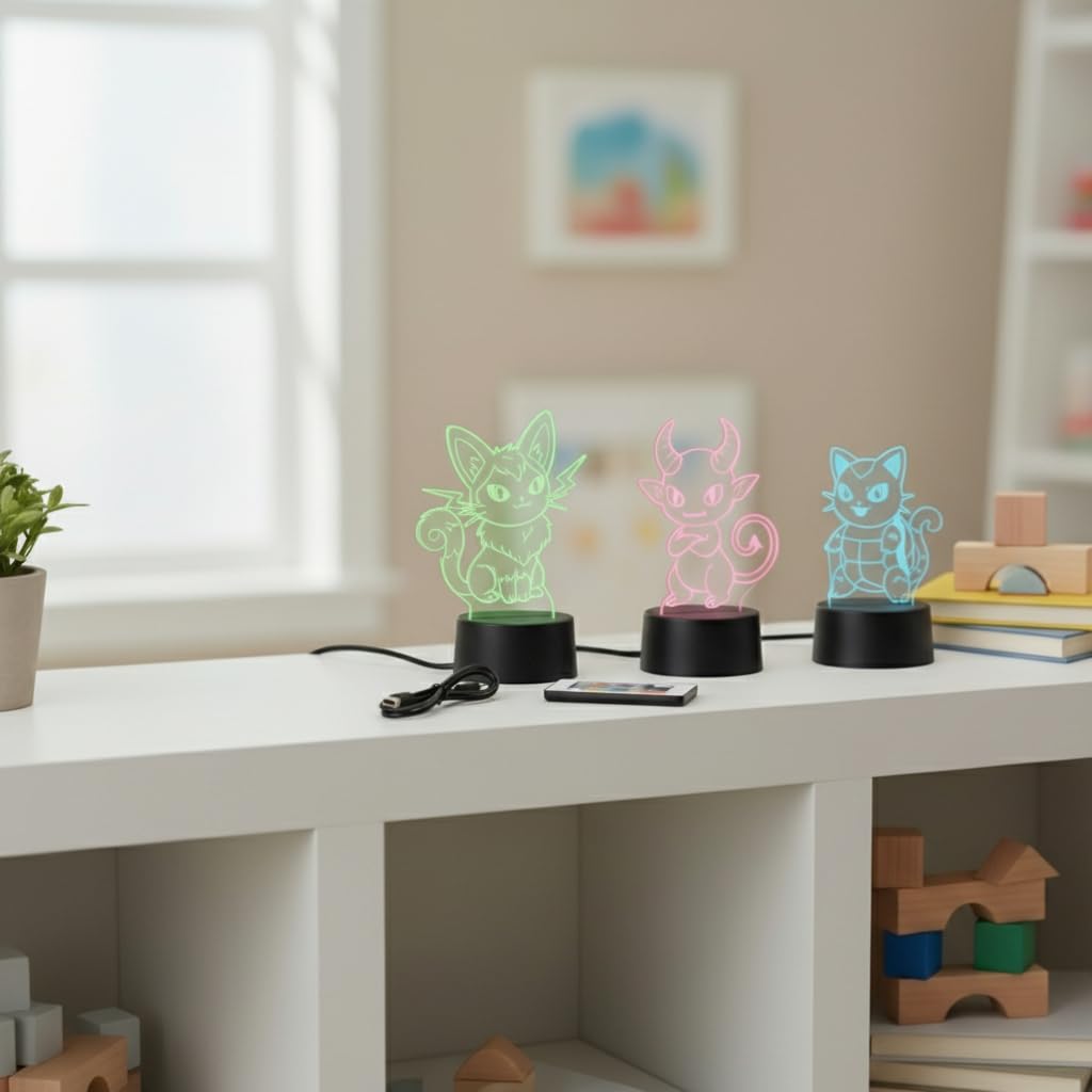 3D Night Lamp with Remote Control 16 Dimmable Led Colors Night Light Christmas Gifts Fans Room Decoration — view 2