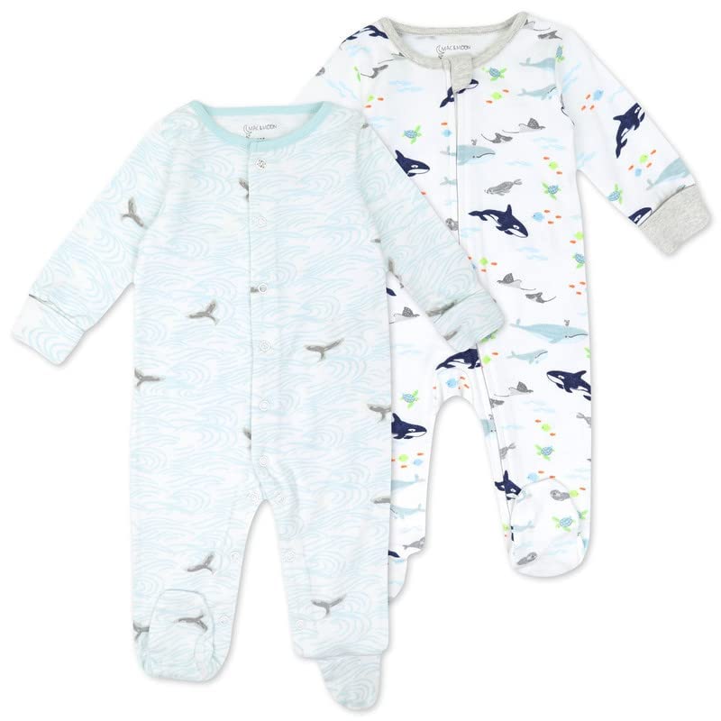 Image of Mac & Moon Sleep and Play Footies Organic Cotton, Set of Two, Sleepers