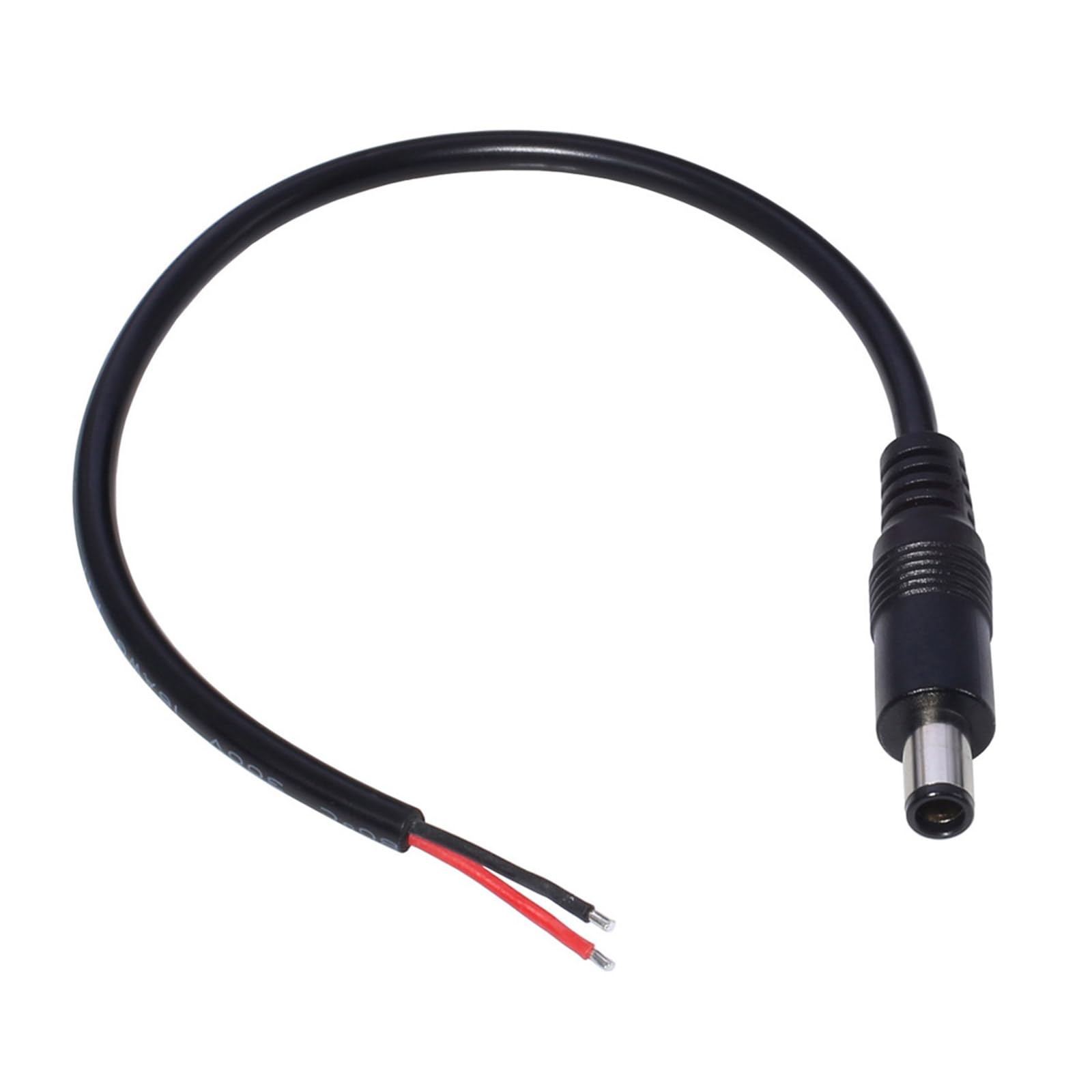 HATMINI Câble Alimentation DC 5521 Angle Droit 90° - 22AWG 1m - Fiche Mâle Vers Fils Nus - Pour LED, Surveillance