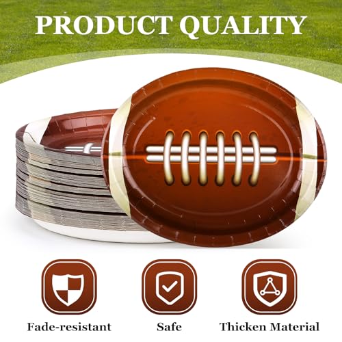 Domensi 100 Pcs Football Paper Plates Oval Disposable Football Serving Trays and Platters 11" x 9" Football Serving Dishes Bowls for Tailgate Party Decorations Holiday Table Serveware Centerpieces - Image 4