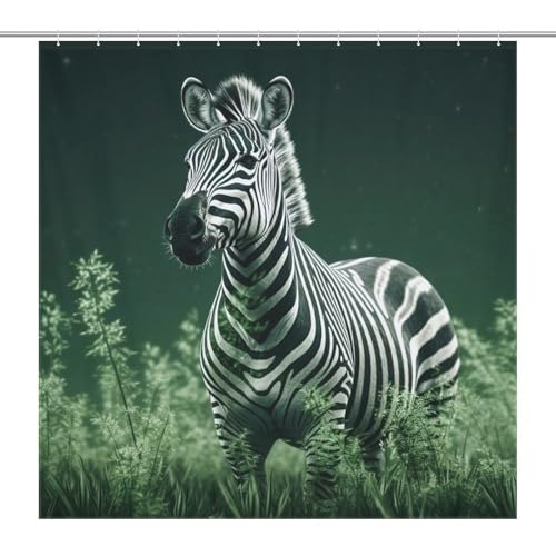 Rideau de douche zèbre imperméable en polyester lavable pour baignoire 183x183cm