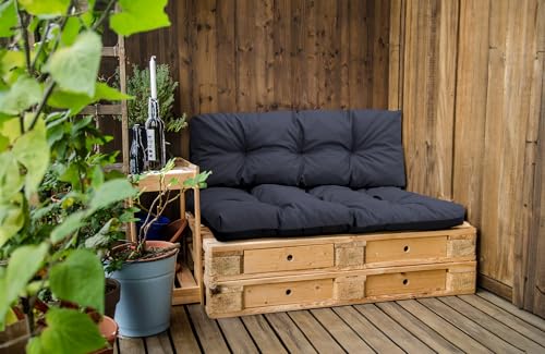 Amazinggirl Palettenkissen Outdoor Kissen Sitzkissen 120x80 cm - Auflagen für Paletten Europaletten Palettensofa und Palettenmöbel Palettenpolster Outdoorkissen Gartenkissen Graphit