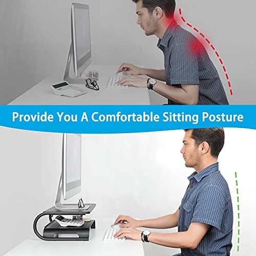 LORYERGO Monitor Stand Riser, 2-Tier Desk Organizer Stand with Metal Vented for Computer, Laptop & Printer, Desktop Stand for Office Accessories & Supplies - Thumbnail 5