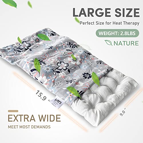 Image of UNCN Wide Microwave Heating pad with Washable Cover 9*15 inch Microwavable Hot Pad for Neck Shoulder, Cramps, Back Pain Relief, Cordless Warm Compress Weighted Moist Heat Pack for Aches, Unscented