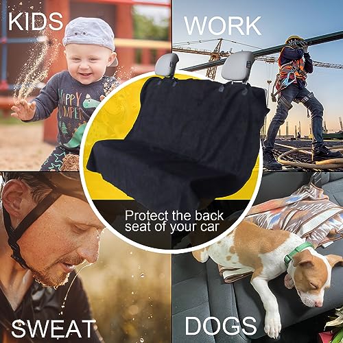 Image of Back Seat Cover for Car Trucks Van SUV,Waterproof Rear Bench Towel Seat Covers for Dogs and Kids,Automotive Backseat Protector (Black)