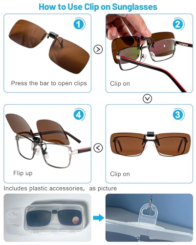 Image of OCCI CHIARI Polarized Flip-up Clip-on Sunglasses for Eyeglasses for Men and Women Outdoor /Driving UV400