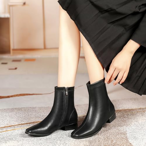 Gicoiz Women Office Low Heels Square Toe Chelsea Boots4