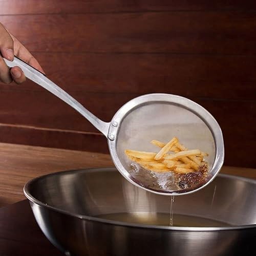 Miniatura 5 de Cuchara de malla fina, cuchara coladora de malla de acero inoxidable con mango largo para filtro de aceite, grasa y espuma (L-5.5 in)