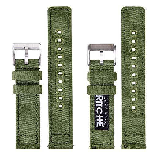 Image of Ritche Christmas Gift Canvas Vintage Quick Release Watch Band 18mm 20mm 22mm 24mm Replacement Watch Straps for Men Women, White Elephant Gifts, Stocking Stuffers for Men, Father's Day gifts