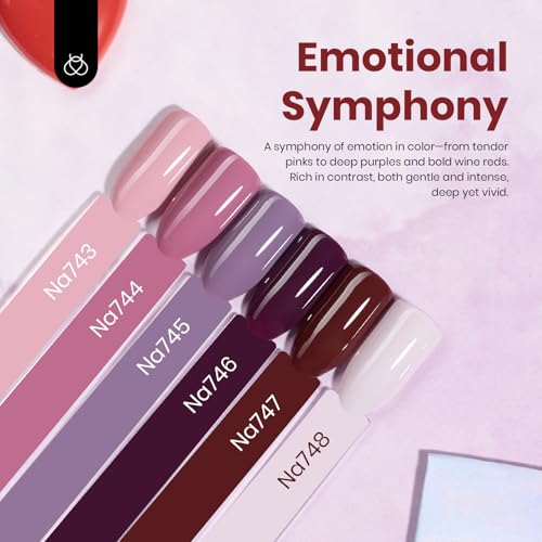 Image of Beetles Fall Gel Polish Set - Emotional Symphony 6 Colors 15ml Full Size Hema-Free Burgundy Purple Brown Colors Gel, Soak Off Uv Led Lamp Nail Art Kit Salon Colorful Bottle Manicure Gifts for Women