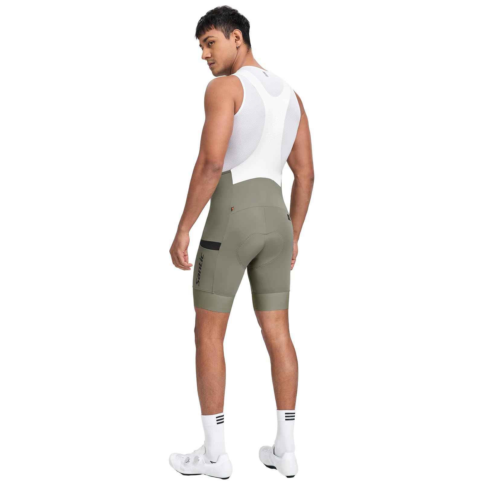 Santic Fahrrad-Trägerhose Herren Fahrradhose Gepolstert Kurze Radlerhose Tights Hohe Elastizität Netzseitentasche Bib Shorts