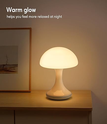 Miniatura 3 de Lámpara de cristal con forma de hongo, bombilla retro regulable reemplazable para dormitorio, sala de estar, mesita de noche, lámpara estética