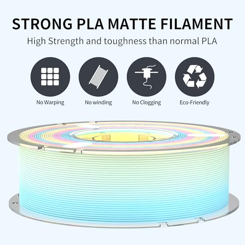 Image of RAMBERY Matte Rainbow 3D Printer Filament 1.75mm 1kg Matte PLA Filament Fast Color Change Yellow Blue Pink 3D Printing Accessories