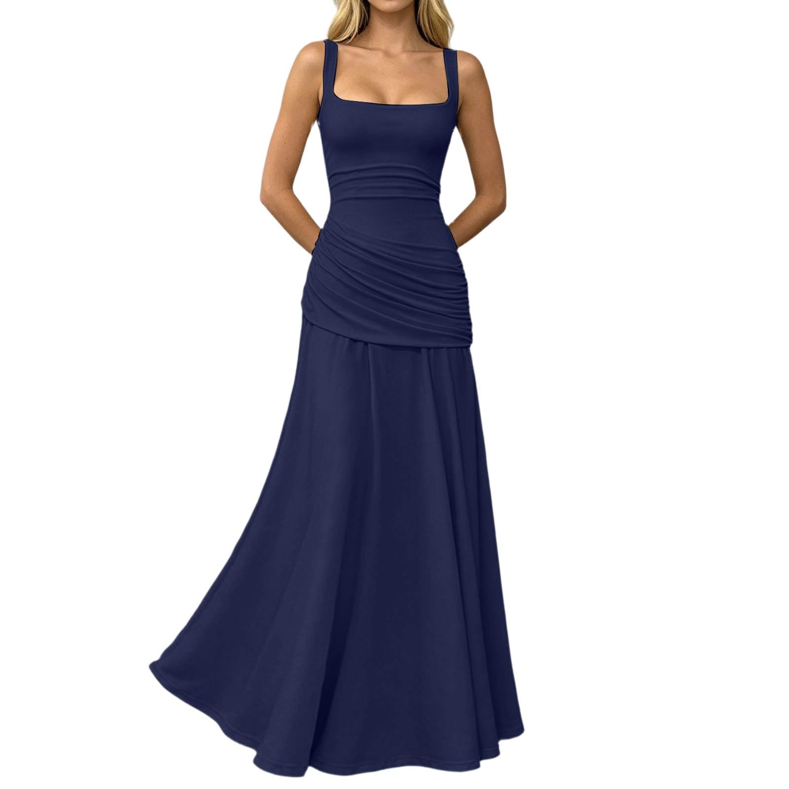 Générique Robe de Soirée Cocktail Longue - Robe de Demoiselle d'honneur pour Femme sans Manches Robes Chic et Elégant pour Fête Soirée Bal Promo Cérémonie Mariage Invité