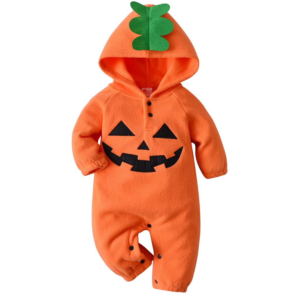 Baby Pumpkin Costume Pumpkin Hooded Outfit Baby Halloween Costumes Jackolantern Unisex Orange Onesie 3-20 Months