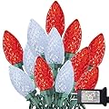 TW SHINE C9 Christmas Lights, 100 LED 66 FT Christmas String Lights Outdoor with 8 Modes Timer Waterproof Connectable for Indoor Yard Xmas Tree House Decorations (Red and White)