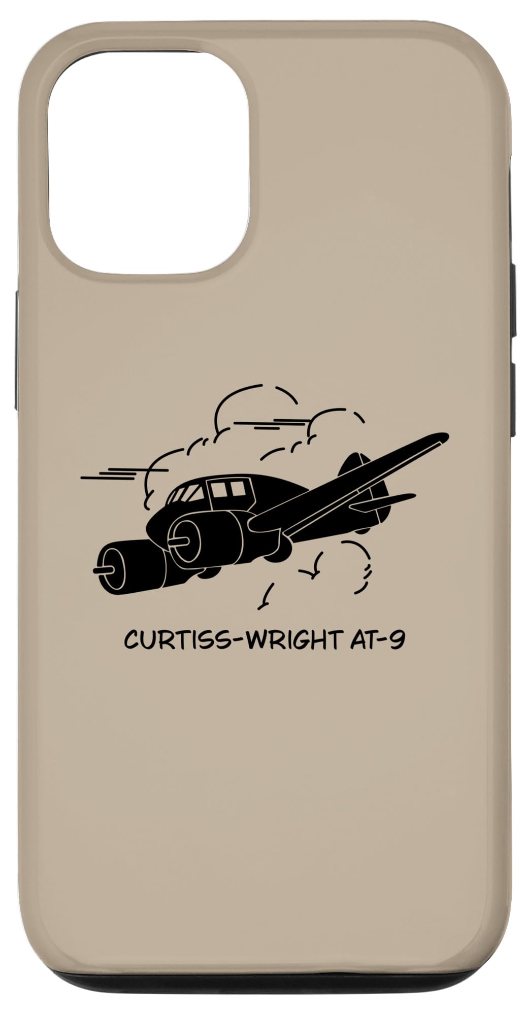 iPhone 15 Curtiss-Wright AT-9 WW2 Plane Flying Clouds Silhouette Case