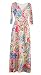 Afibi Womens Bohemian 3/4 Sleeve Faux Wrap Maxi Dress With Belt (Large, Design 4)