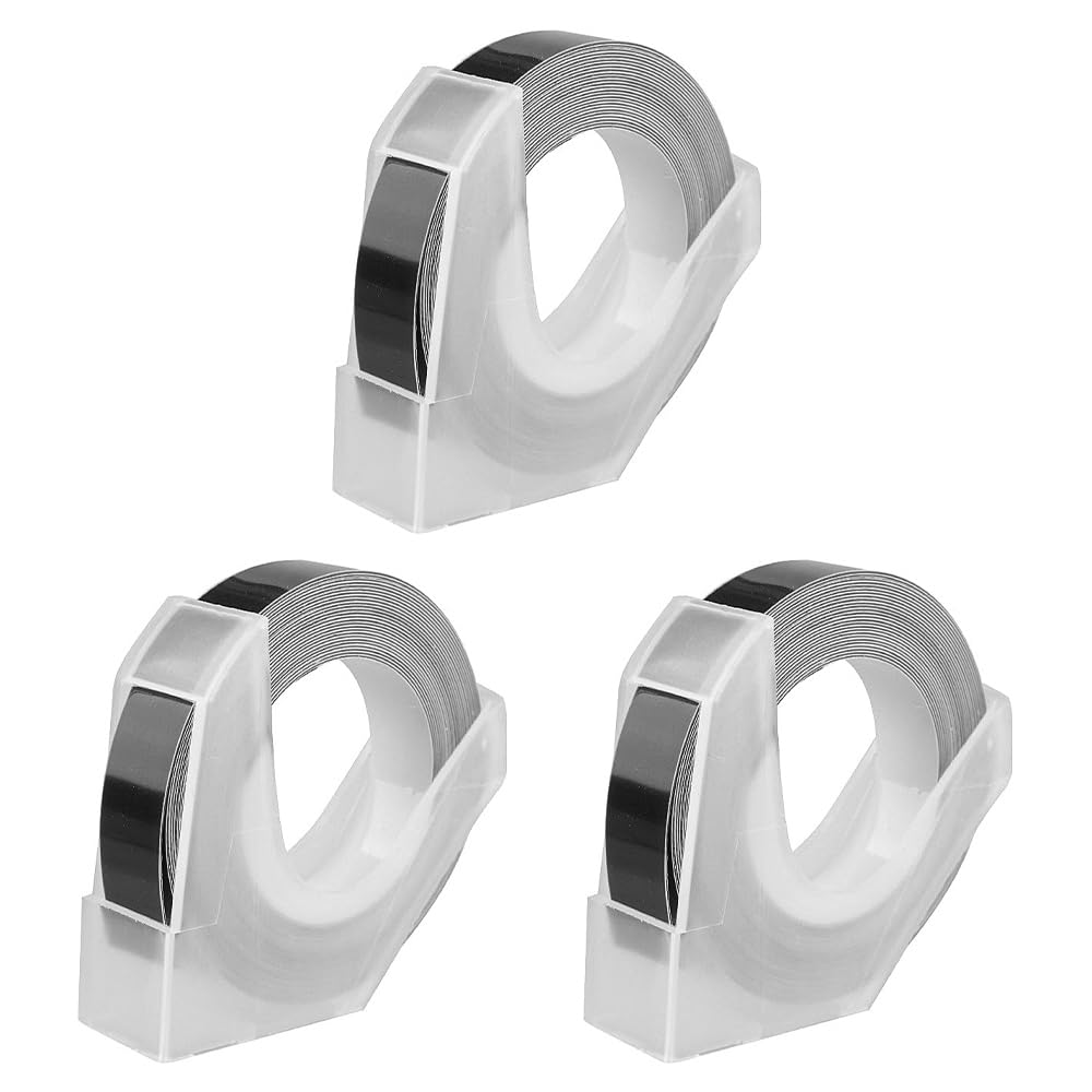 Namvo 3 Pack Embossing Label Maker Tape Plastic Self-Adhesive 3D Embossing Label Refill for DYMO Embossed (9mm x 3m)