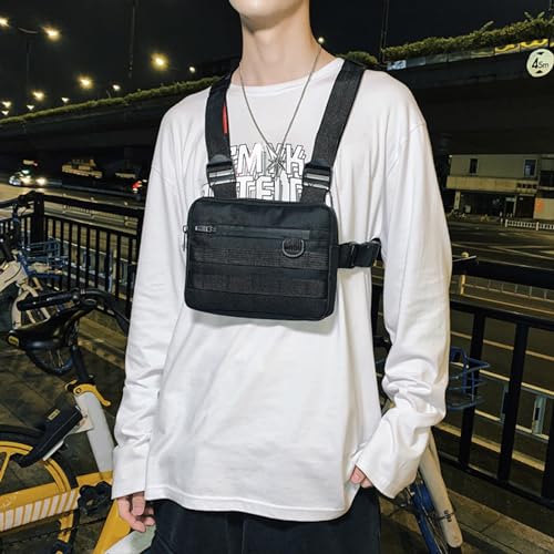 Maizoon Sports Chest Bag Fashionable and Durable Backpack Water-resistant Wear-resistant with Multiple Pockets Suitable for Running Cycling Fishing Black3