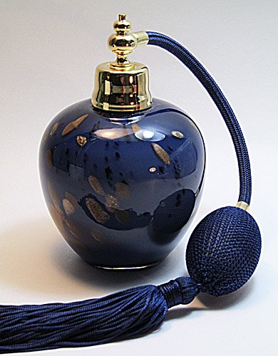 Alice-Aliya Empty Art Perfume Cologne Atomizer Bottle With Dark Blue Bulb And Tassel aAtomizer Attachment.