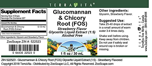 Miniatura 4 de Terravita Extracto líquido de glicerita de glucomanano y raíz de achicoria (FOS) (15) - Sabor a fresa (1 oz, ZIN 522523)