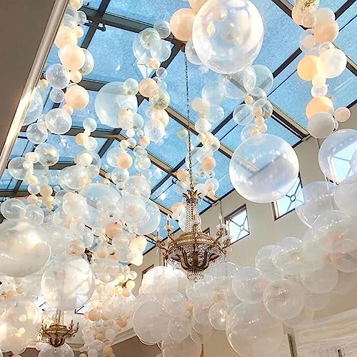 Image of 412pcs Clear Balloon Garland Arch Kit 18 12 10 5 Inch Different Sizes Matte Latex Crystal Transparent Balloons for Baby Shower Birthday Wedding Graduation Anniversary Party Decoration