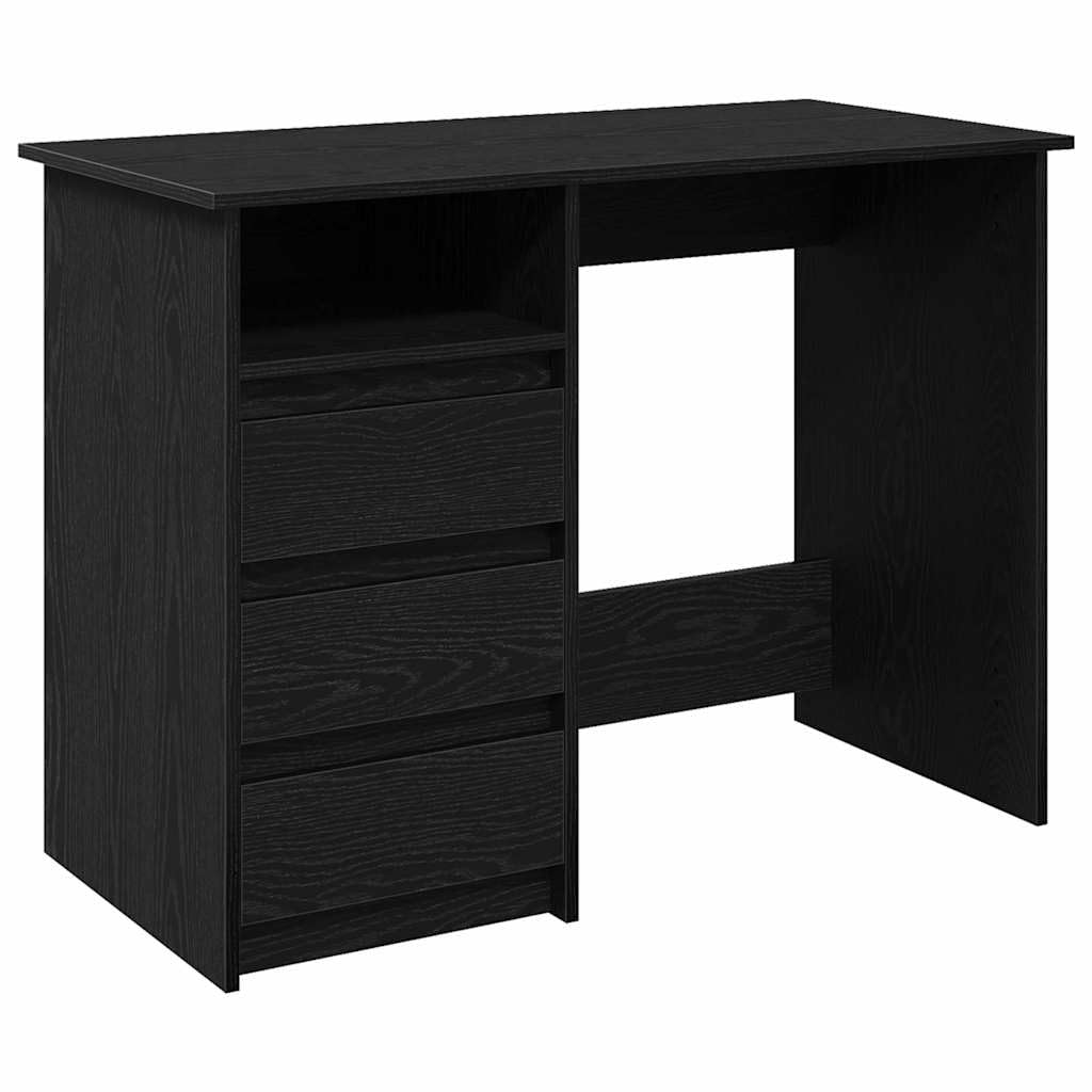 Hothingwell Biurko czarne 102x50x75 cm drewno konstrukcyjne | Gładka powierzchnia, łatwa do czyszczenia, duża przestrzeń do przechowywania, na etude lub salon