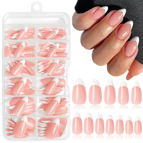 216PC White French Tip Press on Nails Medium Fake Nails Press ons...