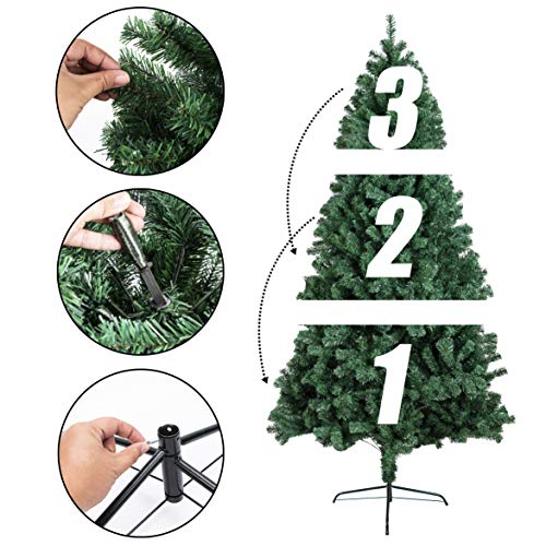 6Ft 1,300 Tips Artificial Christmas Pine Tree Holiday Decoration With Metal Stand Easy Assembly For Outdoor And Indoor Decor Green #TOP2