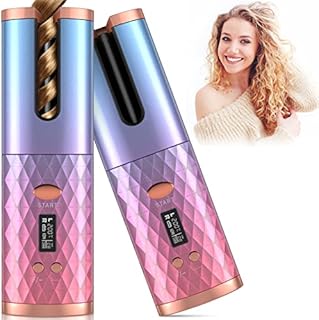 Automatic Curling Iron, Cordless Auto Hair Curler, Ceramic Rotating Hair Curler with 6 Temps & Timers, Portable Rechargeable Curling Wand, Auto Shut-Off, Fast Heating Iron for Styling