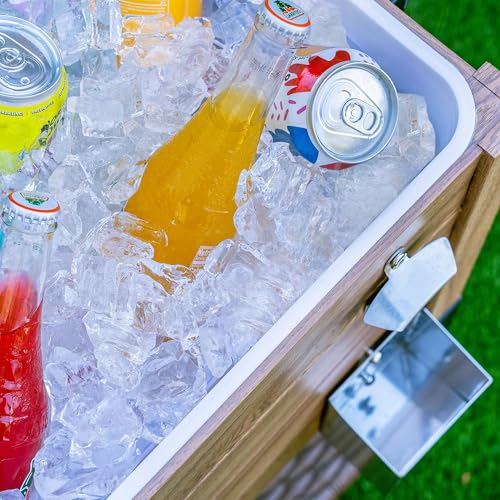 Permasteel 80 Quart Party Cooler, Rolling Ice Chest with Wheels and Handles for Indoor Outdoor Patio