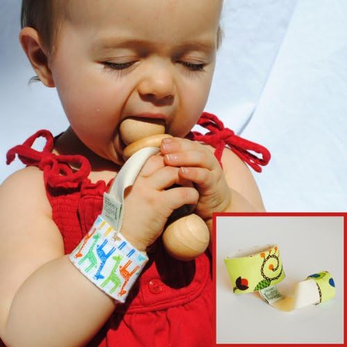 Loopy Gear Organic Cotton Baby Rattle Holder (2-Pack Includes: Parade of Giraffes & Garden Flower Patterns)