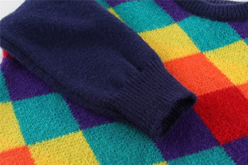 Image of Mud Kingdom Girls Boys Sweaters Rainbow Stripes Crewneck Knit Pullover Fall 2-9 Years