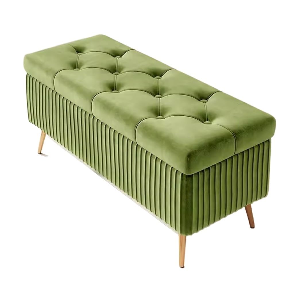 Pouf de rangement vert clair en velours 120cm pour l'entrée et la chambre