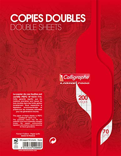 Calligraphe 2080C - Packung Kanzleibogen Calligraphe 17x22 cm, 100 Blatt, nicht perforiert, französische Lineatur, 70g, Weiß, 1 Pack