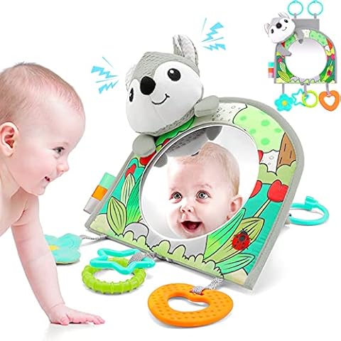 Baby Hanging Mirror Toy for 0-6 months - Multifunction Tummy Time Mirror Newborn Sensory Travel Activity Fox Toys Pram/Carseat/Crib/Back Seat Headrest for 0-12 Months Babies Toddlers Floor Mirror… Cover