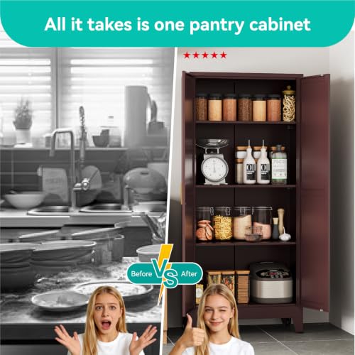 Image of Metal Storage Cabinet with Doors and Adjustable Shelves
