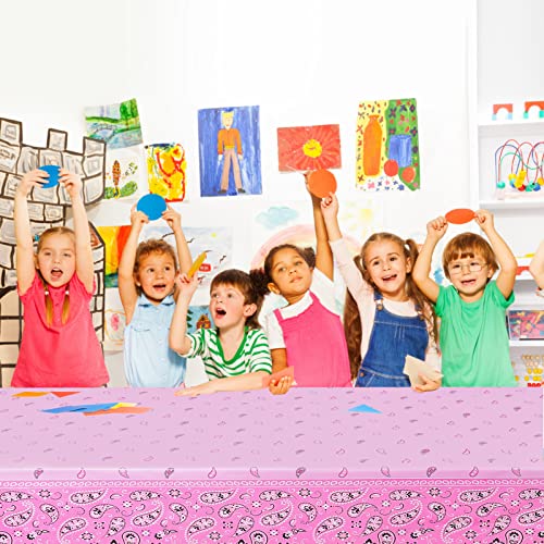 Hhlcwa 3 Pack Pink Western Cowgirl Party Tablecloth, Pink Felt Horse Table Cover Bandana Table Cloth For Western Cowgirl Themed Party Decorations Supplies, 86.6 X 51.2In #TOP5