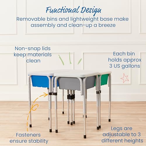 Image of ECR4Kids 4-Station Sand and Water Adjustable Play Table, Sensory Bins, Contemporary